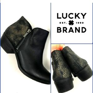 Lucky Brand Blare gold texture ankle boots
